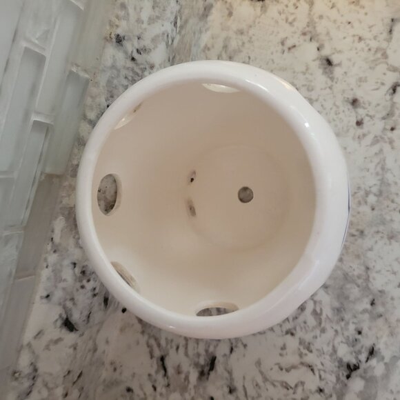 Set Of 2 Ceramic Dutch Delft Windmill Candle Holders Cutouts Blue & White - Picture 10 of 13